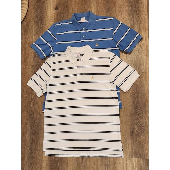 Brooks Brothers Mens Medium Polo Lot of 2 embroidered logo cotton striped multi - Picture 9 of 9